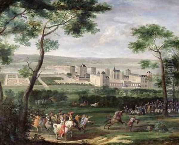View of the Chateau de Vincennes 1665 Oil Painting - Adam Frans van der Meulen
