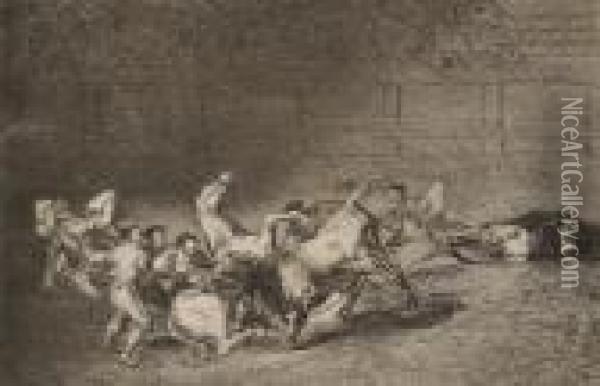 Dos Grupos De Picadores Oil Painting - Francisco De Goya y Lucientes