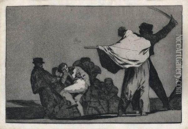 Dos A Uno, 
Meten La Paja En El Culo Oil Painting - Francisco De Goya y Lucientes