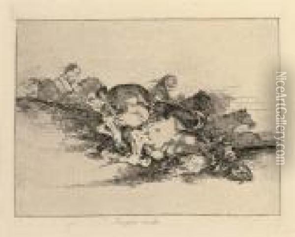 Two Plates, From 
Los Desastres De La Guerra Oil Painting - Francisco De Goya y Lucientes