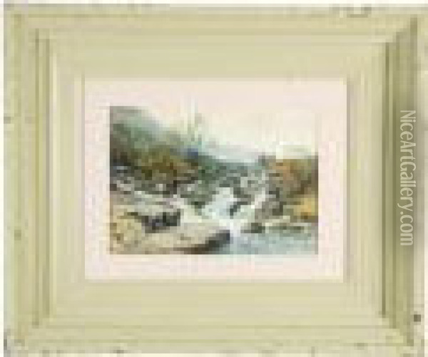 Rocky Riverbed Oil Painting - Walter Greaves