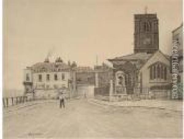Chelsea Old Church, Aldins Coal Wharf And Cheyne Walk Oil Painting - Walter Greaves