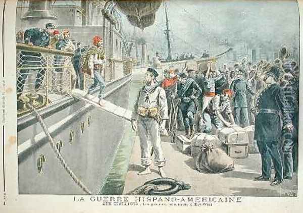 The First Prisoners at Key West during the Spanish American War from Le Petit Journal 8th May 1898 Oil Painting - Henri Meyer