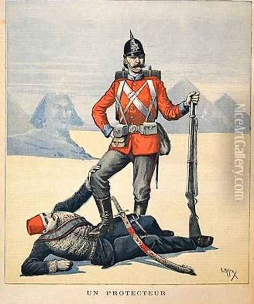 Great Britain depicted as the Protector of Egypt cartoon from Le Petit Journal 11th February 1893 Oil Painting - Henri Meyer