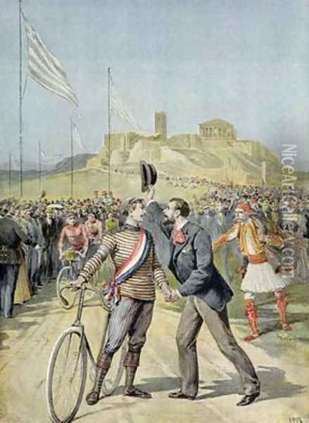 The Olympic Games in Athens from Le Petit Journal 26th April 1896 Oil Painting - Henri Meyer