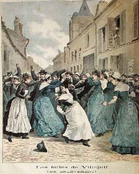 Arrest of Lunatics in Villejuif from Le Petit Journal 1891 Oil Painting - Henri Meyer