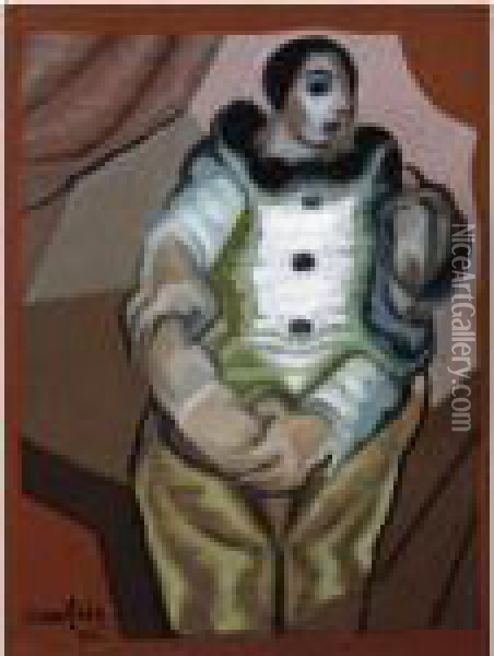 Pierrot Aux Mains Jointes Oil Painting - Juan Gris