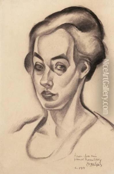 Portrait De Femme Oil Painting - Juan Gris