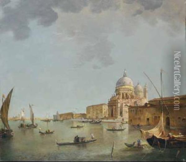 Venezia, Canal Grande Con La Chiesa Della Salute E 
Punta Della Dogana Oil Painting - Giacomo Guardi