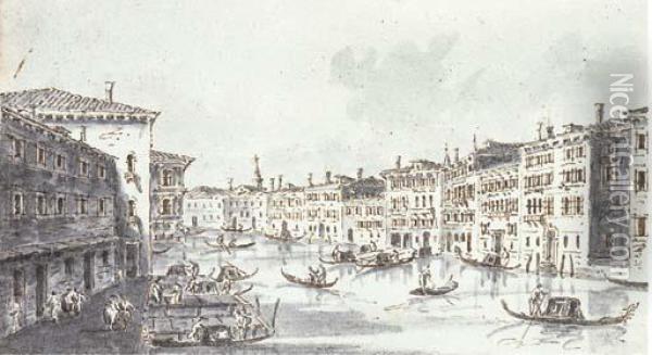 Venezia, Il Canal Grande, Con Ca' Pesaro Oil Painting - Giacomo Guardi