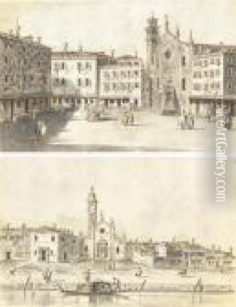 The Campo Sant'aponal 
(apollinare), Venice; And The Fondamenta Andchurch Of The Madonna 
Dell'orto, Venice Oil Painting - Giacomo Guardi