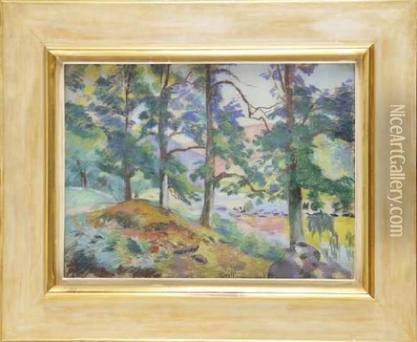 Chataigniers A Genetin Oil Painting - Armand Guillaumin