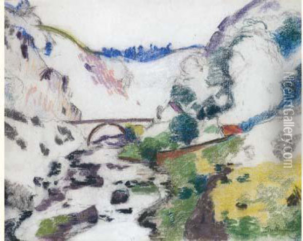 Pont Sur La Sedelle A Crozant, Vers 1908 Oil Painting - Armand Guillaumin