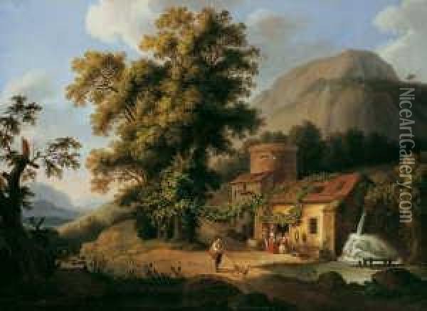 Die Kupfermuhle In Vietri. Oil Painting - Jacob Philipp Hackert