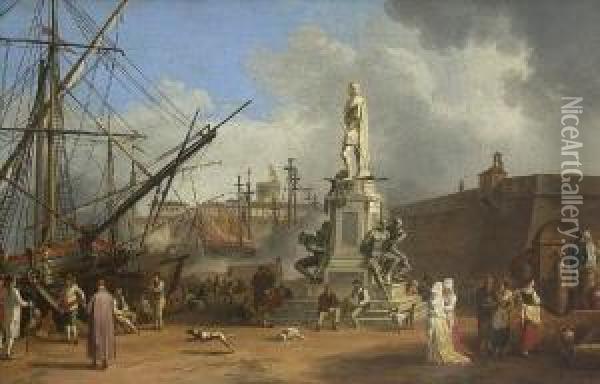 Der Hafen Von Livorno Iii
 : Oil Painting - Jacob Philipp Hackert
