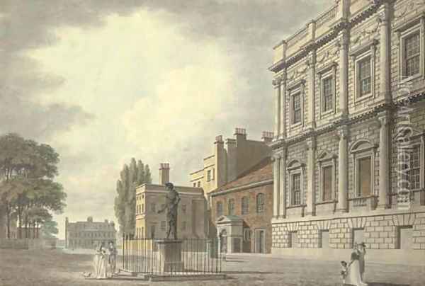 The Banqueting House and the Privy Garden, Whitehall, London Oil Painting - Thomas Malton, Jnr.