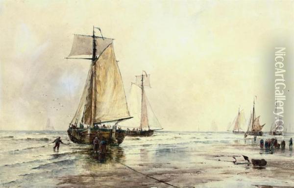 A Hazy Morning, Katwijk Aan Zee Oil Painting - Thomas Bush Hardy