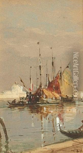 Fishing Boats In Venice Oil Painting - Thomas Bush Hardy