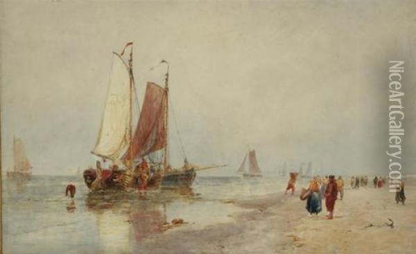 Dutch Coastal Landscape Oil Painting - Thomas Bush Hardy
