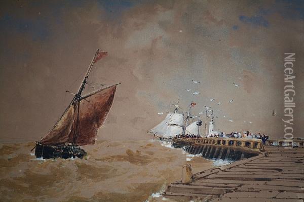Calais Harbour Oil Painting - Thomas Bush Hardy