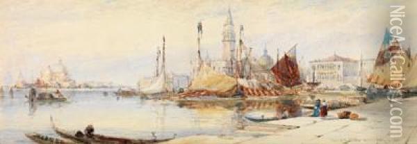 Venezia: Panorama Dalla Riva Deglischiavoni Con Ponte Dei Sospiri Oil Painting - Thomas Bush Hardy