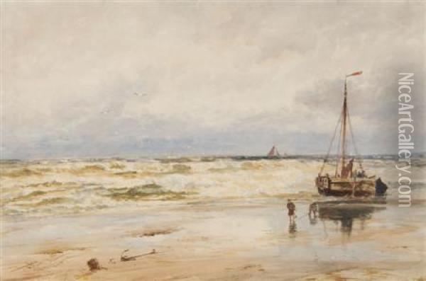 The Beach At Katjiwyk, Holland Oil Painting - Thomas Bush Hardy