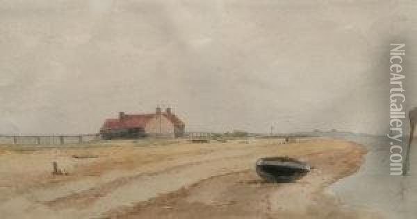 Attributed To Thomas Bush Hardy Rba -- Low Tide; Watercolour, Signed, 20.5x29.5cm Oil Painting - Thomas Bush Hardy