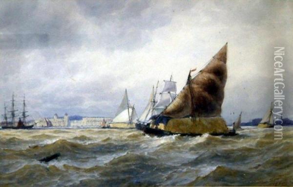 Off Greenwich Oil Painting - Thomas Bush Hardy