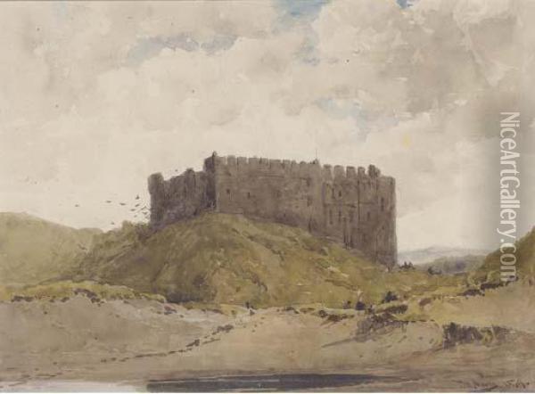Manorbeer Castle, Pembroke Oil Painting - Thomas Bush Hardy