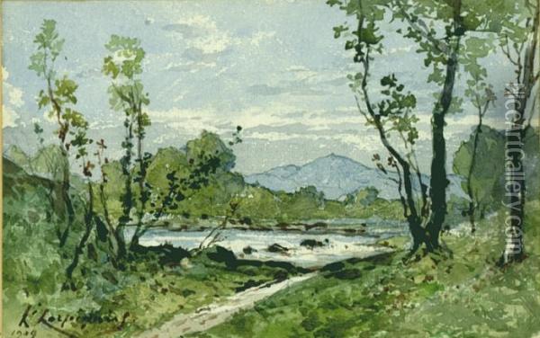 Flusslandschaft Oil Painting - Henri-Joseph Harpignies