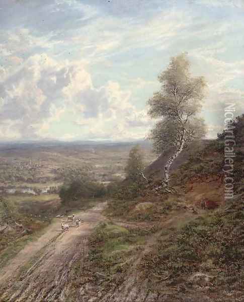 Near Guilford, Surrey Oil Painting - George William Mote