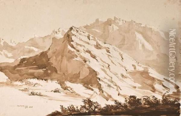 La Montagne A Martigny Oil Painting - Sir George Hayter