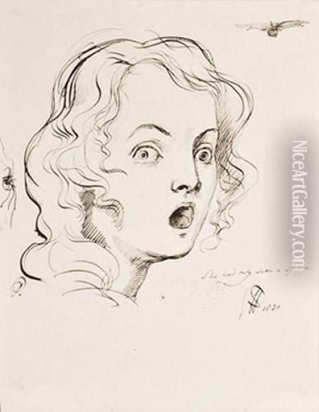 L'effroi Ou Jeune Femme Effrayee Par Une Araignee Oil Painting - Sir George Hayter