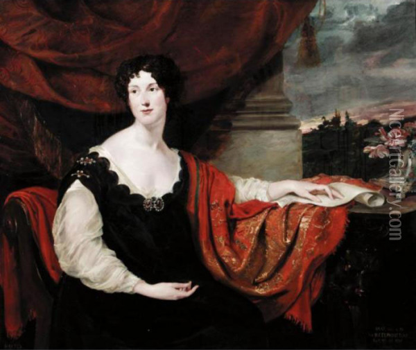 Portrait Of Anne, Daughter Of Hon W.f. Elphinstone (d1914) Oil Painting - Sir George Hayter