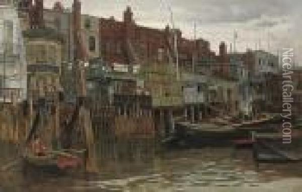 The Shore At Limehouse Oil Painting - Charles Napier Hemy