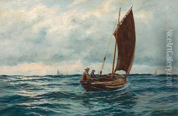 Fishing Boat Off The Coast Of Banff Oil Painting - Charles Napier Hemy