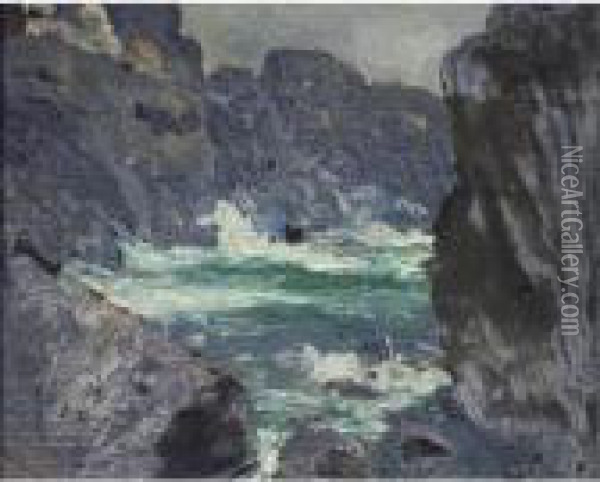 Rocks And Sea - Monhegan Island Oil Painting - Robert Henri