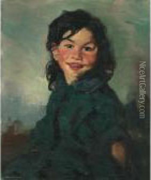 Laughing Gypsy Girl Oil Painting - Robert Henri