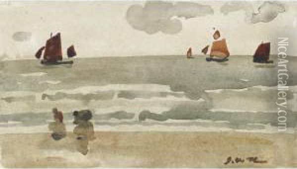 Beach Scene Oil Painting - James Watterston Herald