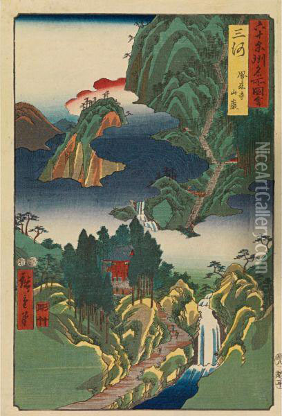 Seven Prints Of The Series Rokujuyoshu Meisho Zue Oil Painting - Utagawa or Ando Hiroshige