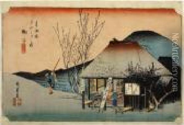 Mariko, From The Series Tokaido Gojusan Tsugi Oil Painting - Utagawa or Ando Hiroshige