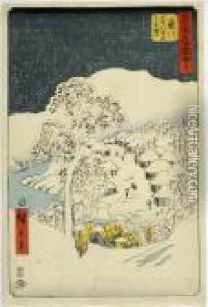 Fujikawa, From The Series Gojusan Tsugi Meishozue Oil Painting - Utagawa or Ando Hiroshige