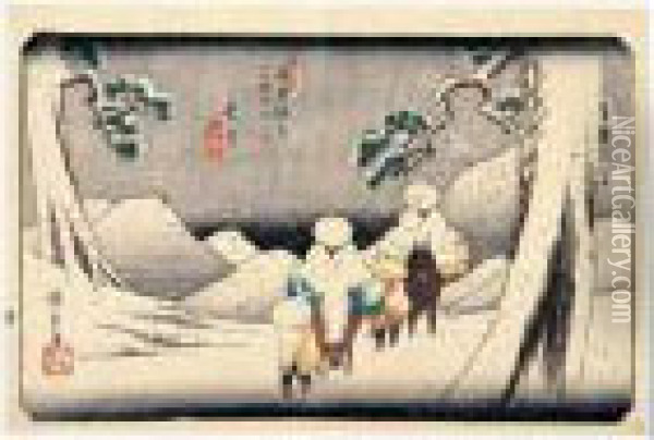 Oi. Quarante-septieme Relais Oil Painting - Utagawa or Ando Hiroshige