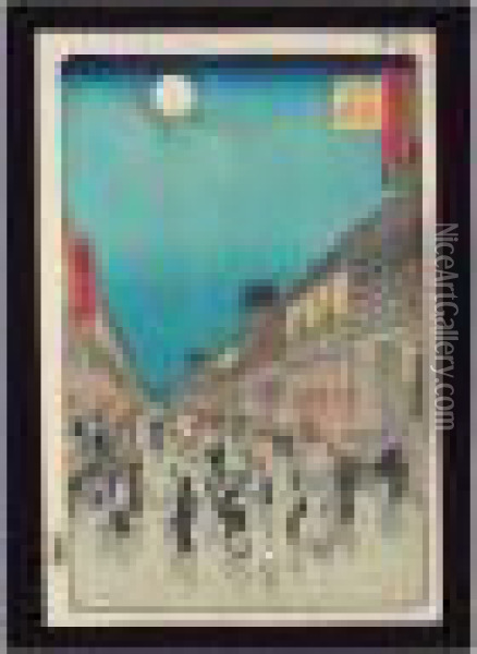 A Complete Set Of The Series ````the One Hundred Famous Views Of Edo' Oil Painting - Utagawa or Ando Hiroshige