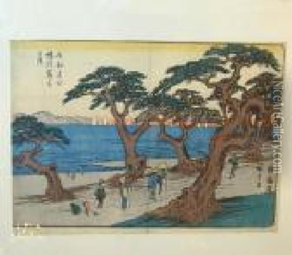 Honcho Meisho Oil Painting - Utagawa or Ando Hiroshige