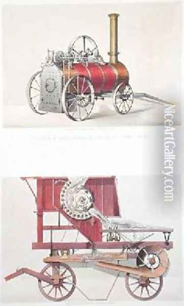 Clayton and Shuttleworths Portable Steam Engine and Garratts Improved Threshing Machine Oil Painting - Mason, H.