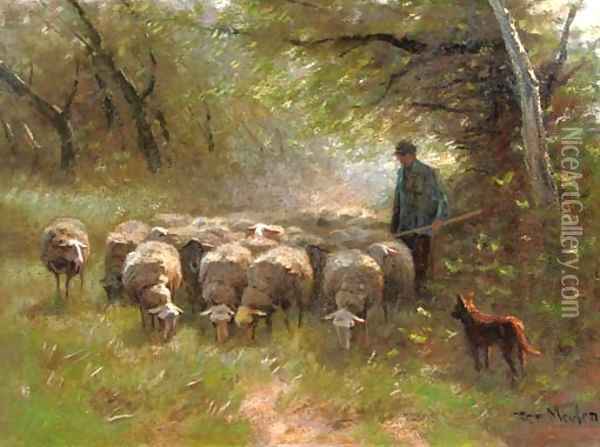 Grazing sheep Oil Painting - Francois Pieter ter Meulen