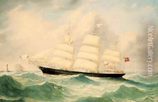 Full Rigged Ship Mary Scott 1863 Oil Painting - M. McLachlan