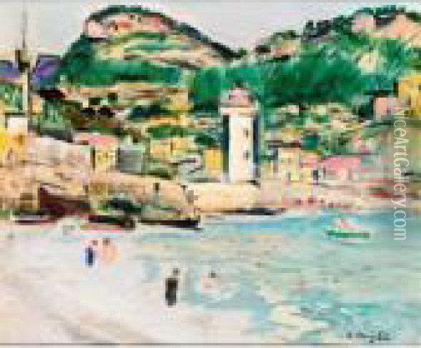 The Pool, Cassis Oil Painting - George Leslie Hunter