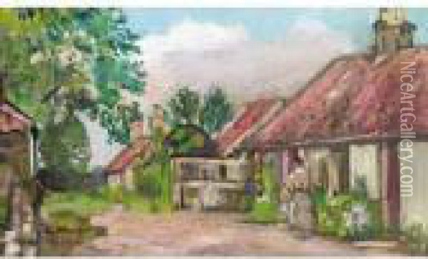 Fife Cottages Oil Painting - George Leslie Hunter